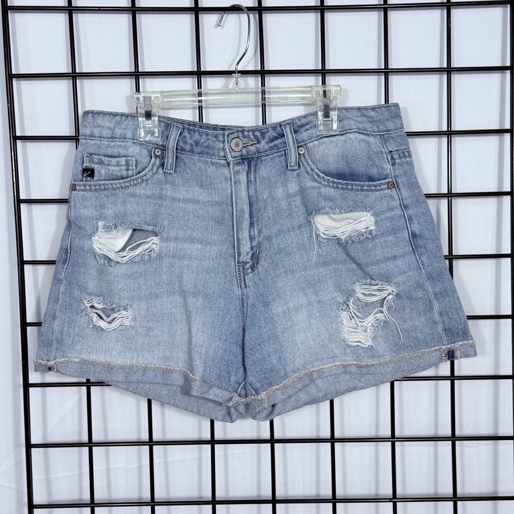 KanCan Distressed Denim Jean‎ Shorts Womens Medium Blue KC8398M High Rise Cutoff